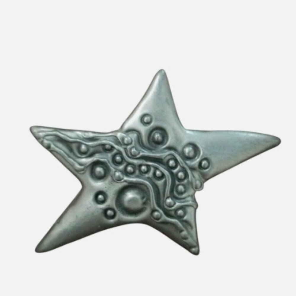 Rare Artisan DON DRUMM Pendant Brooch Pin Pewter Star SIGNED Art Retired